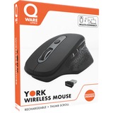Qware York Draadloze Muis Zwart, 800 - 3200 DPI, 2,4 GHz USB | Bluetooth