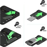 ICY BOX IB-2913MCL-C31 dockingstation Zwart, 2,5"/3,5" SATA, M.2 NVMe