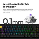 Lemokey P2 HE-M1 Wireless Magnetic Switch Custom Gaming Keyboard Zwart, US lay-out, Gateron Double-Rail Magnetic Nebula, 65%, RGB leds, double-shot PBT, hot swap, Knob, 2.4GHz | Bluetooth 5.2 | USB-C