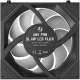 Lian Li UNI FAN SL-INF LCD FLEX 120 Wireless RGB case fans Zwart, 3 stuks, 120 x 124 x 28 mm, PWM, 3 stuks