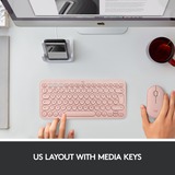 Logitech K380 for Mac Multi-Device Bluetooth Keyboard - Roze, toetsenbord Lichtroze, US lay-out, Bluetooth
