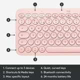 Logitech K380 for Mac Multi-Device Bluetooth Keyboard - Roze, toetsenbord Lichtroze, US lay-out, Bluetooth