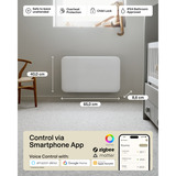 Mill Steel WiFi paneelverwarming PA700WIFI4, 700 Watt convector Wit, wifi 2,4 GHz (wifi 6), Bluetooth 5.2, Zigbee 3.0 + App