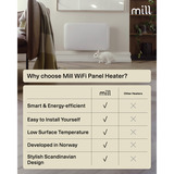 Mill Steel WiFi paneelverwarming PA700WIFI4, 700 Watt convector Wit, wifi 2,4 GHz (wifi 6), Bluetooth 5.2, Zigbee 3.0 + App