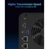 TerraMaster F6-424 nas Zwart, 2x 2.5GbE, HDMI, USB