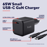 Trust Maxo USB-C GaN Oplader 65W - Ultracompact Zwart, Power Delivery