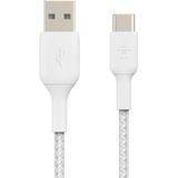 Belkin BOOST CHARGE gevlochten USB-C/ USB-A kabel, 15 cm Wit, CAB002bt0MWH