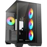 Sharkoon Steel Shark midi tower behuizing Zwart | 2x USB-A | 1x USB-C | RGB | Tempered Glass