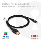 Club 3D USB-C naar DisplayPort DP80 bidirectioneel adapter Zwart, 1 meter, Vesa-gecertificeerd