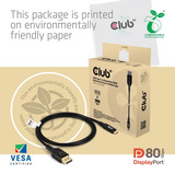 Club 3D USB-C naar DisplayPort DP80 bidirectioneel adapter Zwart, 1 meter, Vesa-gecertificeerd