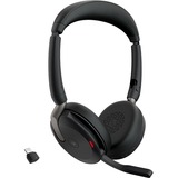 Jabra Evolve2 65 Flex Duo WLC, MS on-ear headset Zwart, Stereo, USB-C, Link380c, Microsoft Teams, met oplader