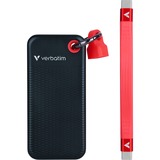 Verbatim Pocket 2 TB externe SSD Zwart/rood, USB-C 3.2 Gen 2 (10 Gbit/s), Incl. met sleutelhanger en kabelbevestiging