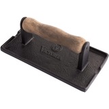 Victoria Gietijzeren bacon en vlees pers met houten handvat, seasoned 21 x 11 cm