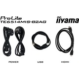 iiyama ProLite TE6514MIS-B2AG 65" 4K Ultra HD Public Display Zwart, 4x HDMI, 1x DisplayPort, USB-A, USB-C, RJ-45, WLAN, Touch, Sound