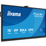 iiyama ProLite TE7513A-B3AG 75" 4K Ultra HD touchscreen monitor Zwart, 1x DisplayPort, 2x HDMI, 3x USB-C, 5x USB-A, 2x RJ-45, HDMI, DisplayPort, USB-C, Audio, LAN, WiFi-6E, BT 5.0, Android, Touch