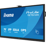 iiyama ProLite TE7513A-B3AG 75" 4K Ultra HD touchscreen monitor Zwart, 1x DisplayPort, 2x HDMI, 3x USB-C, 5x USB-A, 2x RJ-45, HDMI, DisplayPort, USB-C, Audio, LAN, WiFi-6E, BT 5.0, Android, Touch