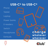 Club 3D USB-C Magnetic-Coil 240W PD3.1 White Cable, 2 meter kabel Wit