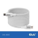 Club 3D USB-C Magnetic-Coil 240W PD3.1 White Cable, 2 meter kabel Wit