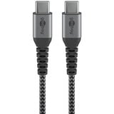 goobay USB-C > USB-C textielkabel met metalen aansluitingen Grijs/zilver, 0,5 meter