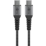 goobay USB-C textielkabel met metalen aansluitingen Grijs/zilver, 0,5 meter, 60W