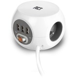 ACT Connectivity Stekkerdoos cube met 3 stopcontacten, USB-A-poorten, 1,5m (België) stekkerdoos Wit