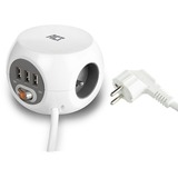 ACT Connectivity Stekkerdoos cube met 3 stopcontacten, USB-A-poorten, 1,5m (België) stekkerdoos Wit