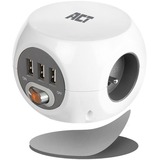 ACT Connectivity Stekkerdoos cube met 3 stopcontacten, USB-A-poorten, 1,5m (België) stekkerdoos Wit