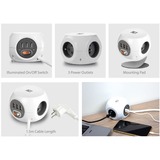ACT Connectivity Stekkerdoos cube met 3 stopcontacten, USB-A-poorten, 1,5m (België) stekkerdoos Wit