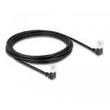 DeLOCK RJ45 Network Cable Cat.6A S/FTP Slim 90° downwards / downwards angled 3 m kabel Zwart