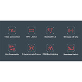 Iqunix L80 Formula Typing Wireless Mechanical Keyboard, gaming toetsenbord Wit/rood, US lay-out, Gateron Red, RGB leds, 80% (TKL), Hot-swappable, PBT, 2.4GHz | Bluetooth 5.1 | USB-C