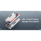 Iqunix L80 Formula Typing Wireless Mechanical Keyboard, gaming toetsenbord Wit/rood, US lay-out, Gateron Red, RGB leds, 80% (TKL), Hot-swappable, PBT, 2.4GHz | Bluetooth 5.1 | USB-C