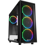 Sharkoon TG4M RGB Tower-behuizing Zwart | 2x USB-A 3.2 (5 Gbit/s) | 2x Audio | Window-kit