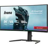 iiyama G-Master Red Eagle GCB3484WQSU-B1 34" Curved UltraWide gaming monitor Zwart, 180 Hz, HDMI, DisplayPort, Audio, AMD Free-Sync