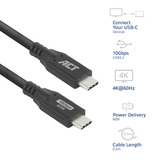 ACT Connectivity USB 3.0 10Gbps 60W USB Type-C kabel, 0,5 meter Zwart