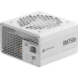 Corsair RM750e 80 Plus Gold White refurbished modulaire 750 watt voeding  Wit, 1x 12V-2x6, 1x PCIe, 1x 12 Pin High Power GPU, 1x PCIe, Kabelmanagement