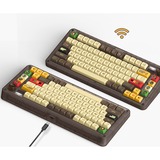 Iqunix ZX75 Happy Ape Wireless Mechanical Keyboard, gaming toetsenbord Bruin/geel, US lay-out, TTC Holy Panda, RGB leds, 75%, Hot-swappable, Double-shot PBT, 2.4GHz | Bluetooth 5.1 | USB-C