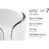 Netgear RBE770 Orbi 770 Serie Tri-Band WiFi 7 Mesh uitbreidingssatelliet mesh access point Wit
