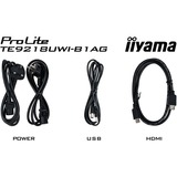 iiyama ProLite TE9218UWI-B1AG 91.5" Ultra Wide Public Display Zwart (mat), Touch, HDMI, DisplayPort, USB-C, Audio, Android