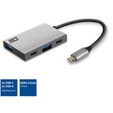 ACT Connectivity USB-C Hub 4-Port met 2x USB-C en 2x USB-A usb-hub Grijs, 10Gbit/s