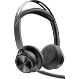 Happy People Poly Voyager Focus 2 USB-C - Teams Certified on-ear headset Zwart, Incl. oplaadstatief