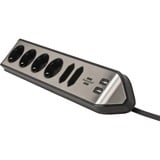 Brennenstuhl estilo hoekstopcontact 4-voudig 6-voudige stekkerdoos met usb Zwart/roestvrij staal, 6x stekker, 2x USB-A
