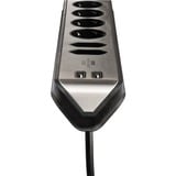 Brennenstuhl estilo hoekstopcontact 4-voudig 6-voudige stekkerdoos met usb Zwart/roestvrij staal, 6x stekker, 2x USB-A
