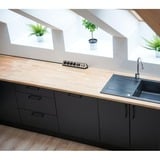 Brennenstuhl estilo hoekstopcontact 4-voudig 6-voudige stekkerdoos met usb Zwart/roestvrij staal, 6x stekker, 2x USB-A
