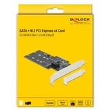 DeLOCK 3 Port SATA en 2 slot M.2 key B PCI Express x4 Card Low Profile interface kaart 