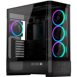 ENDORFY Aquarius 8000 Corona showcase behuizing Zwart | 2x USB-A | 1x USB-C | RGB | Tempered Glass