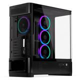 ENDORFY Aquarius 8000 Corona showcase behuizing Zwart | 2x USB-A | 1x USB-C | RGB | Tempered Glass
