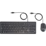 HP 150 muis en toetsenbord met kabel desktopset Zwart, EU lay-out (QWERTY), Membraan, 100%, 1600 DPI