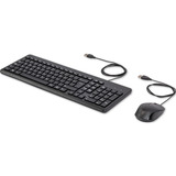 HP 150 muis en toetsenbord met kabel desktopset Zwart, EU lay-out (QWERTY), Membraan, 100%, 1600 DPI