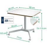Leitz Ergo Mobiel Zit-Sta Bureau (80x60 cm) tafel Wit