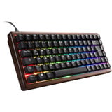 Sharkoon SKILLER SGK50 S3 Wood PBT RGB mechanisch gaming toetsenbord Houtkleur, US lay-out (QWERTY), Gateron G Pro 3.0 Yellow, 75%, RGB leds